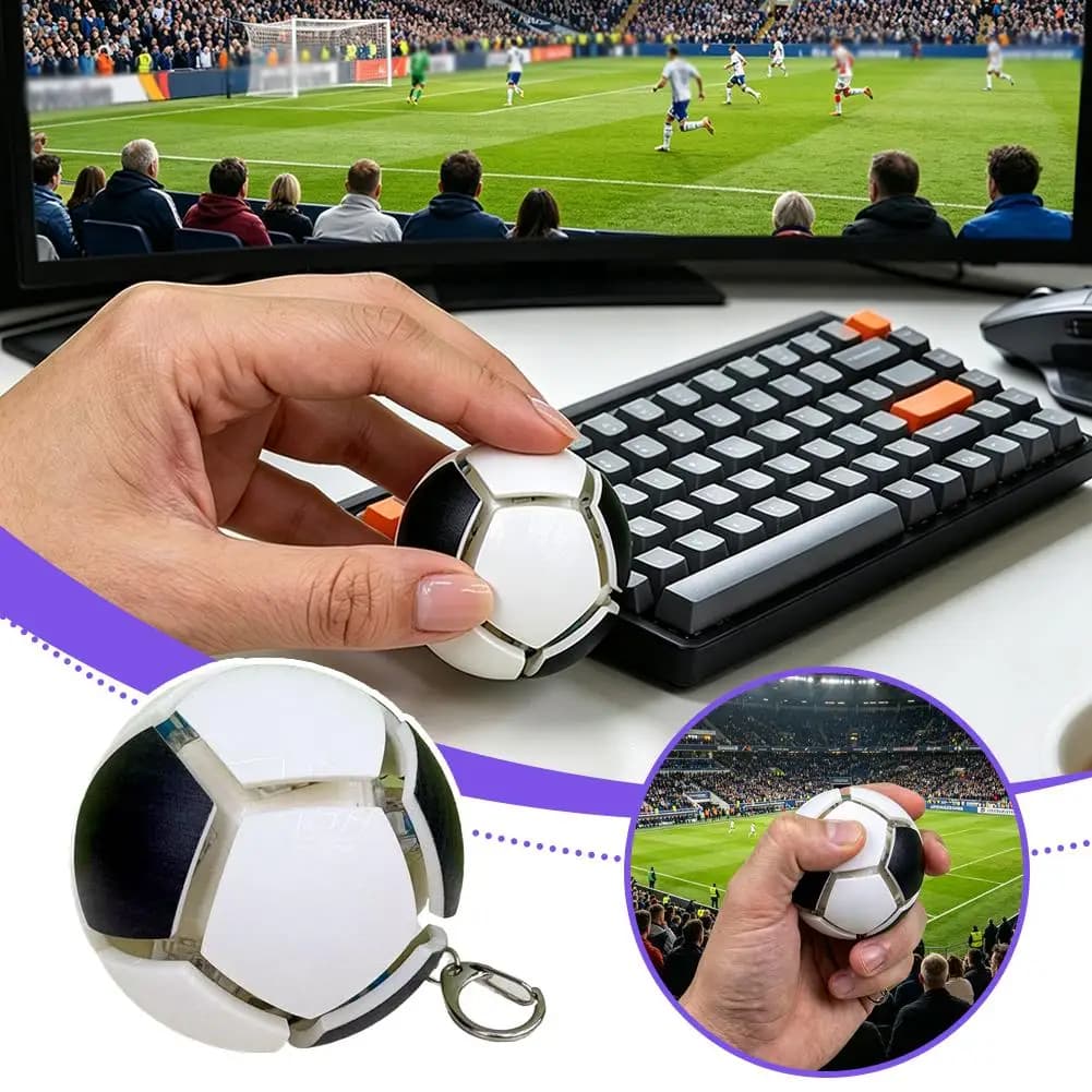Football Decompression Keychain Fingertip Press Button Buckle Portable Stress Reducing Boredom Toy Key Ring