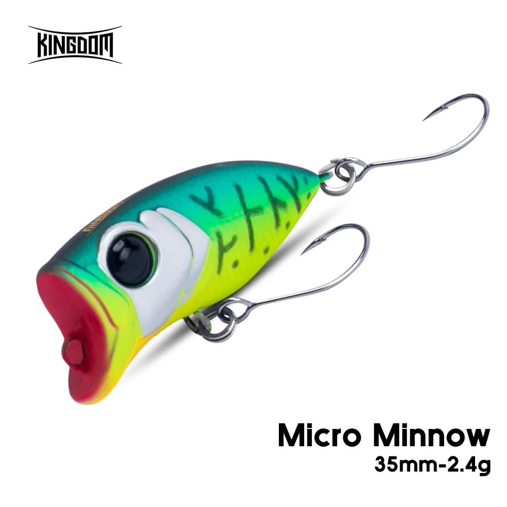 Kingdom Micro Floating Minnow Esche da pesca Topwater Esca dura 2.4g 35mm Z-Action Popper di alta qualità Gancio singolo per Bass Pike