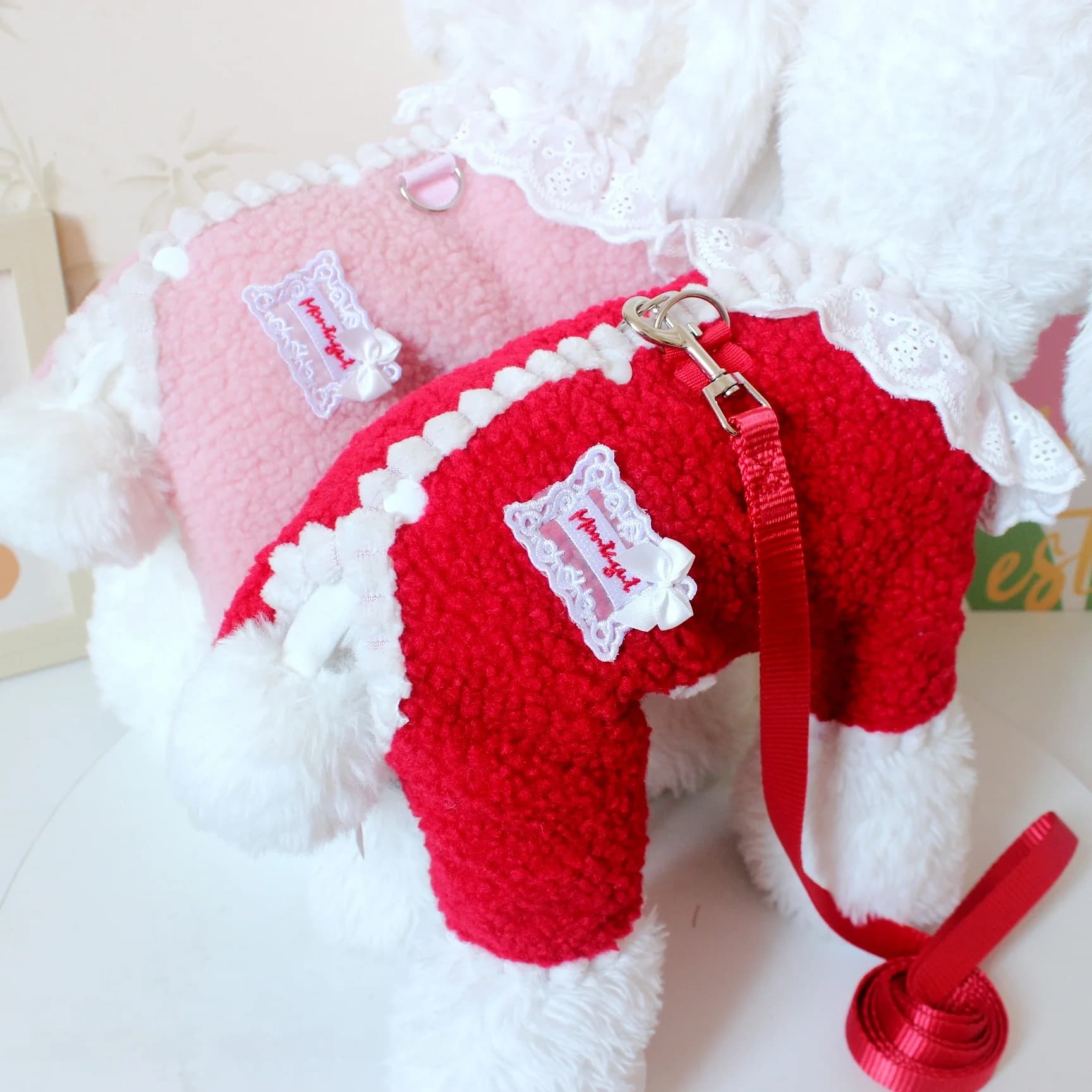 Abbigliamento per Animali Domestici Princ Sle, Tute Calde a Quattro Zampe con Colletto a Volant, Outfit per Capodanno, Abbigliamento Autunno-Inverno