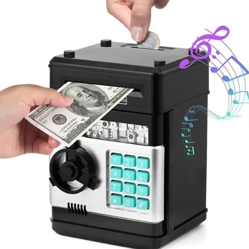Salvadanaio creativo Mini monete di sicurezza automatiche Salvadanaio per risparmio di contanti Password Codice Blocco chiave Salvadanaio ATM Regalo per bambini
