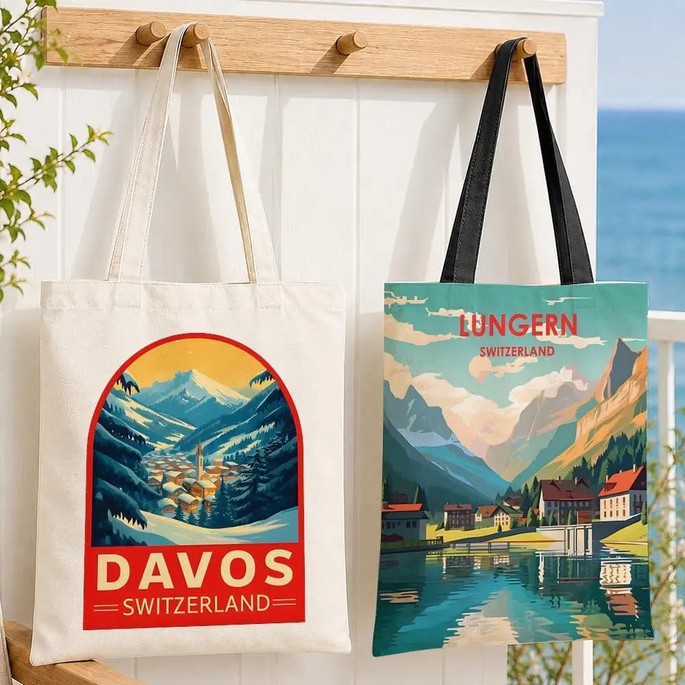 Culture S-Switzerland C-Culture S-Series Storage Bags Women Canvas Bag Large Capacity Tote Shoulder Bag for Shopping School