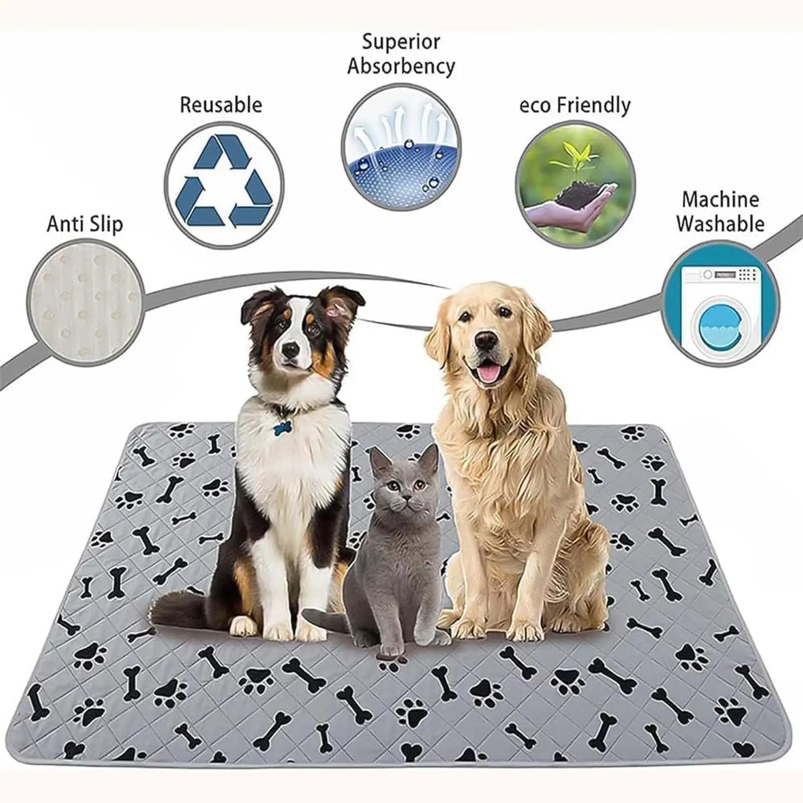 Tappetini Assorbenti per Cani, Tappetini per Addestramento Animali Domestici a Rapido Assorbimento, Impermeabili, per Cani e Gatti, per Addestramento al Vasino