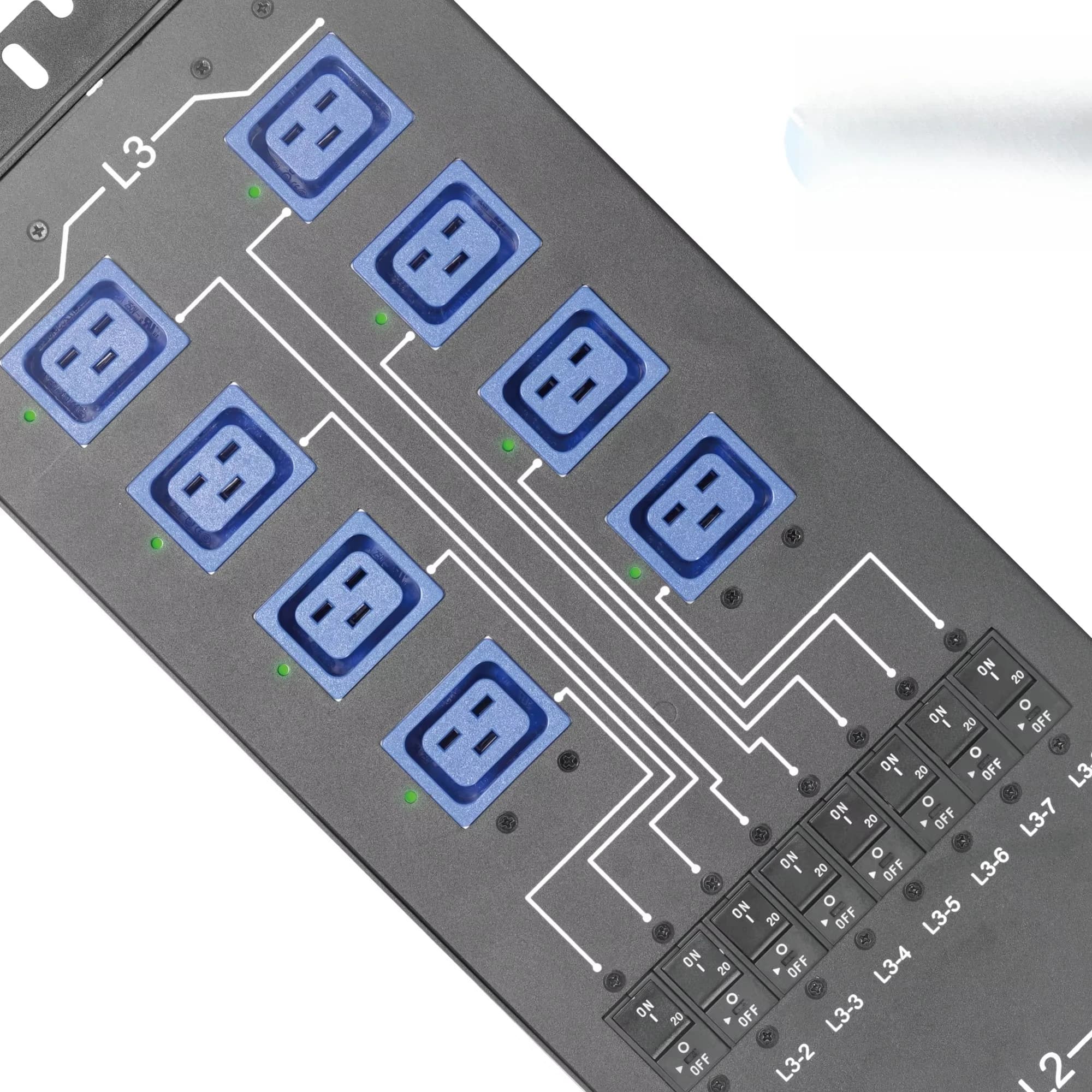 PDU Intelligente a 24 Porte con Prese Trifase C19 C24 Rosse Misurabili, Monitoraggio IP, Funzione di Blocco Intelligente, Prodotti a Bassa Tensione (LV)