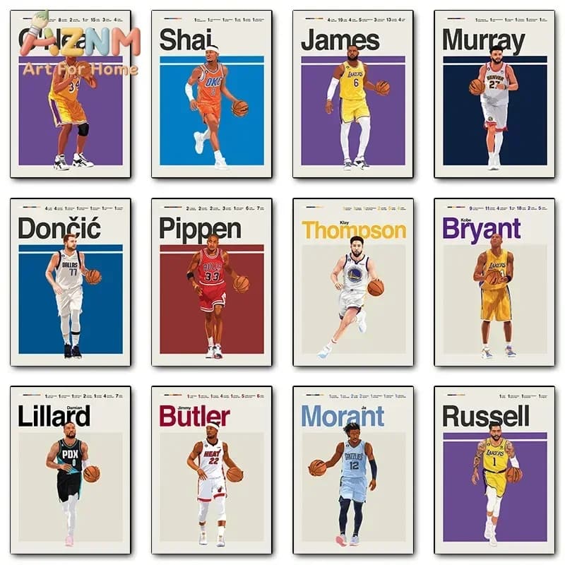 Poster Ispirazionale del Campione Mondiale di Basket, Stampa su Tela, Decorazione Murale per Casa, Regalo