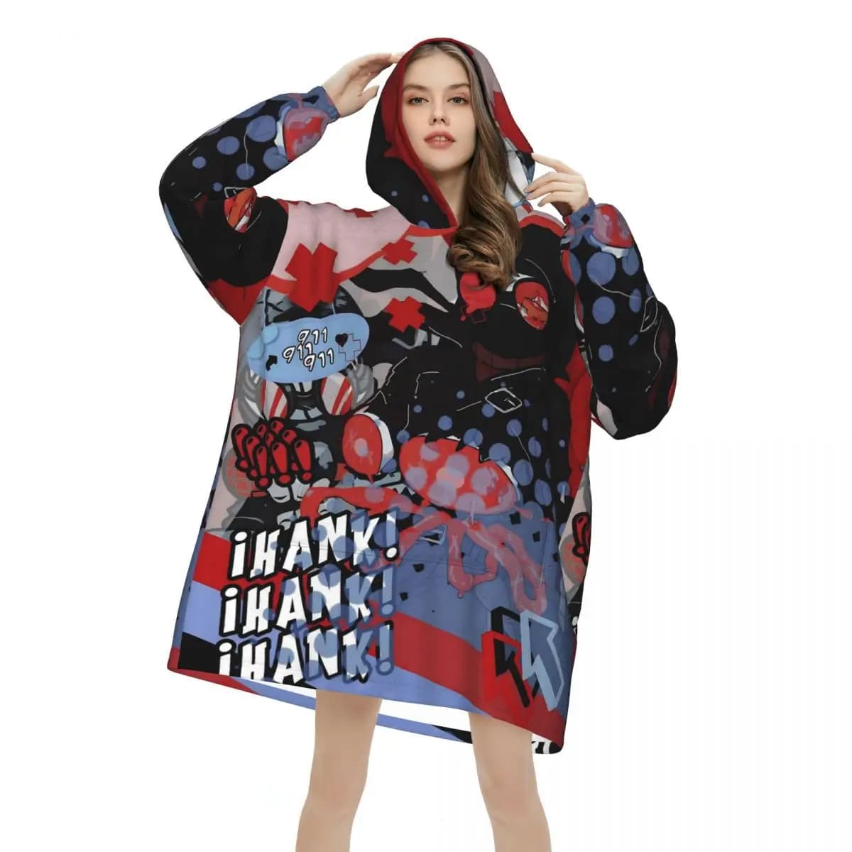 MADNESS COMBAT Hank Blanket Hoodie Wearable Blanket Large with Pocket Warm Sleeping Bag Soft Cozy Onesie