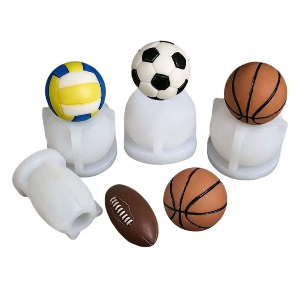 Stampo in Silicone per Pallacanestro, Calcio e Pallavolo, Riutilizzabile, Resistente al Calore, Antiaderente, per Cioccolato e Muffin
