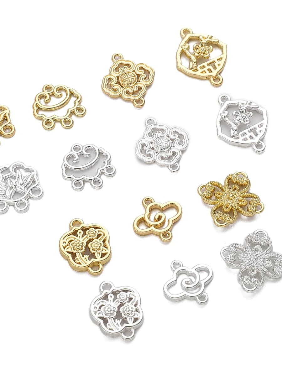 1 pcs 14 carats plated gold silver metal charms diy jewelry connector creation earrings hanging accessories handmade parts material