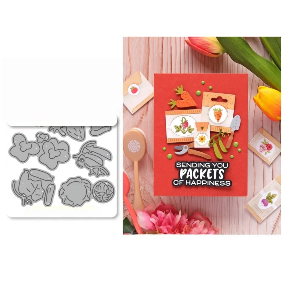 Fustelle in metallo con icona di bustine di semi per la creazione fai da te di biglietti, scrapbook, album in carta goffrata, forniture per artigianato e decorazioni con modelli