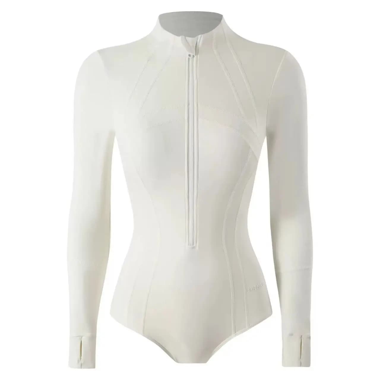 Costume da bagno intero a triangolo da donna, aderente, a maniche lunghe, ad asciugatura rapida, con protezione solare, per snorkeling e surf, modello Jellyfish