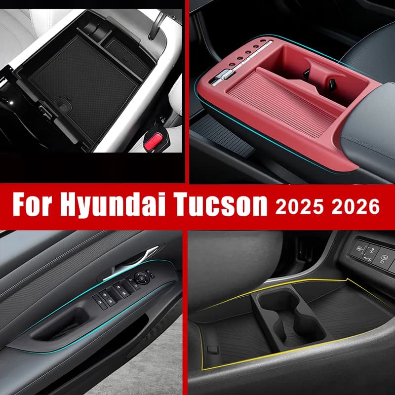 Per Hyundai Tucson 2025 2026: Organizer per Console Centrale, Vassoio Portaoggetti per Bracciolo, Copertura in Silicone per Interruttore Alzacristalli, Accessori Auto