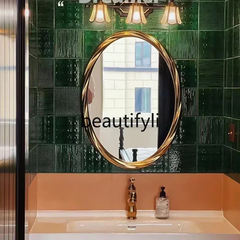 Specchio da bagno vintage Specchio da trucco ovale da appoggio in stile francese Specchio da bagno intelligente a parete