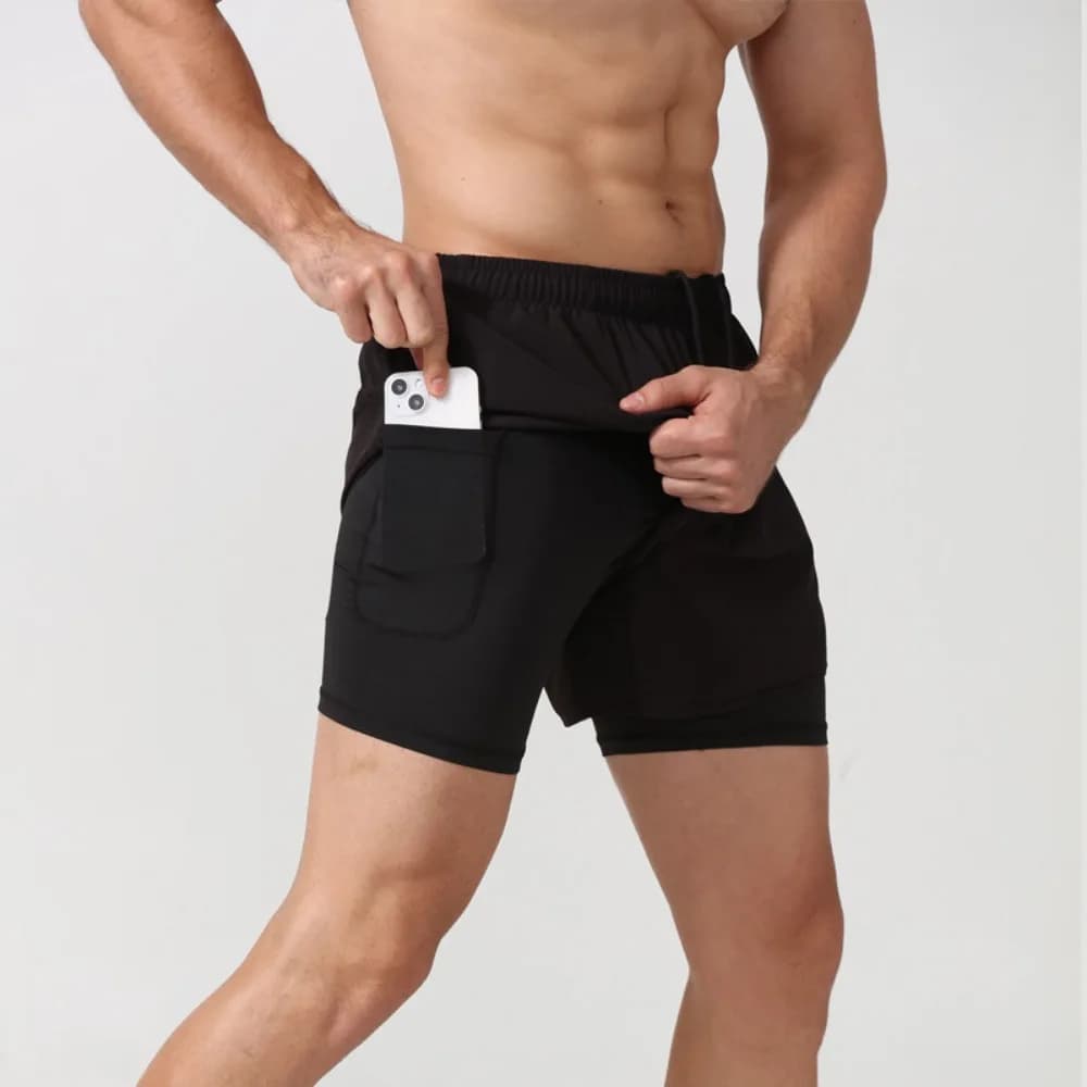 Unisex Sports Shorts for Running and Athletics Light, Model Three Quarters, Double Layer, Fast Drying, With Belt Sheet