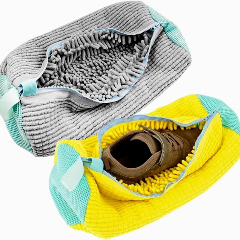1/2PCS Sacchetto per lavare le scarpe Sacchetti per bucato con cerniera Lavatrice Protezione per scarpe Fibre soffici Chiusura in poliestere Scarpe Borse per la pulizia
