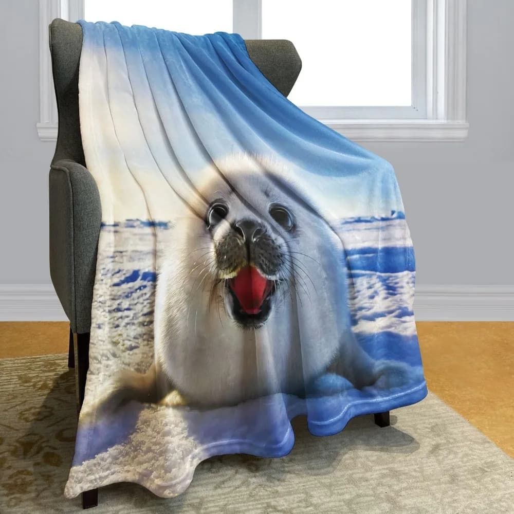Simpatica coperta in peluche con sigillo per bambini, stampa di animali marini, coperte super morbide per divano letto, regali per gli amanti delle sigilli