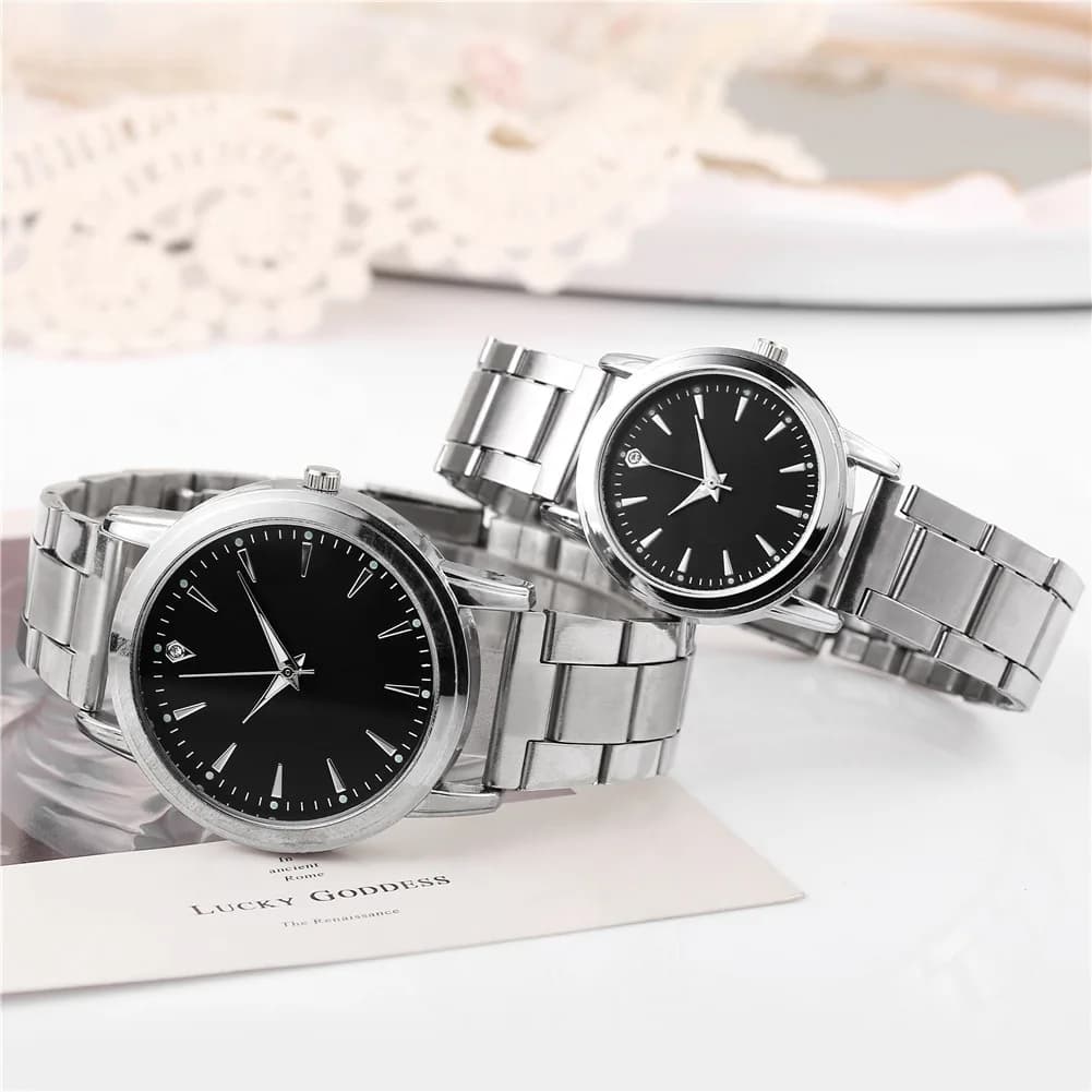 Men's Luxury Women's Watches Business Casual Alloy Strap Simple Round Analog Dial Quartz Wrist Watch Relojes Para Mujer