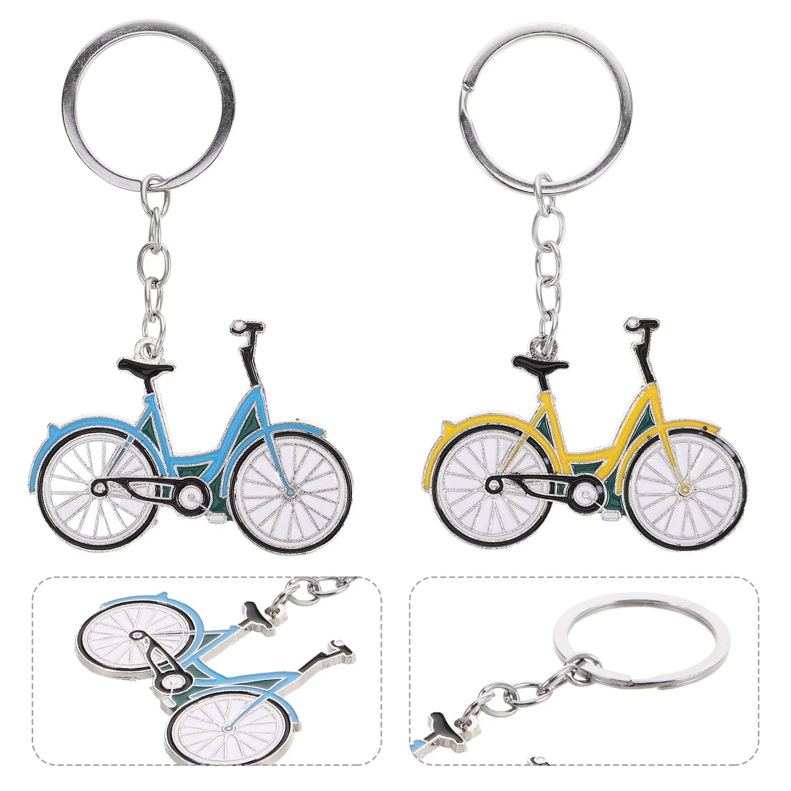 Set di 8 Portachiavi in Metallo a Forma di Bicicletta, Leggeri e Alla Moda, Ciondoli Miniatura per Studenti e Ciclisti, Anelli Portachiavi per Zaini
