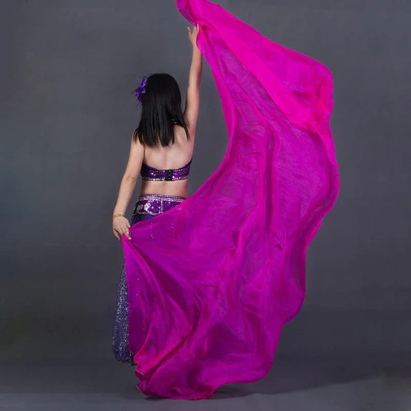 Sciarpa in Seta 100% per Danza, Tinta Unita, Leggera, Accessorio per Danza del Ventre, 250x110cm