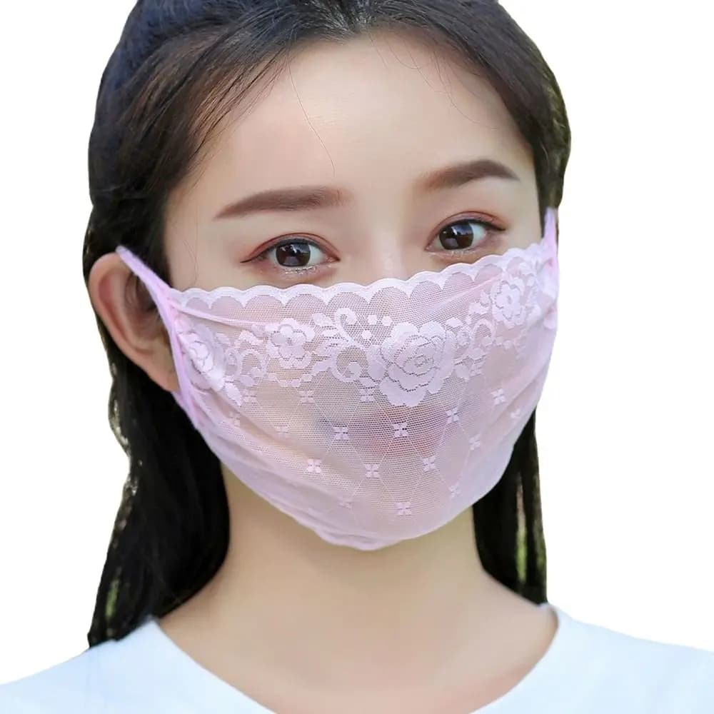Maschera estiva elastica con protezione UV per la pesca, per donna, tinta unita, per escursionismo, protezione solare, in pizzo