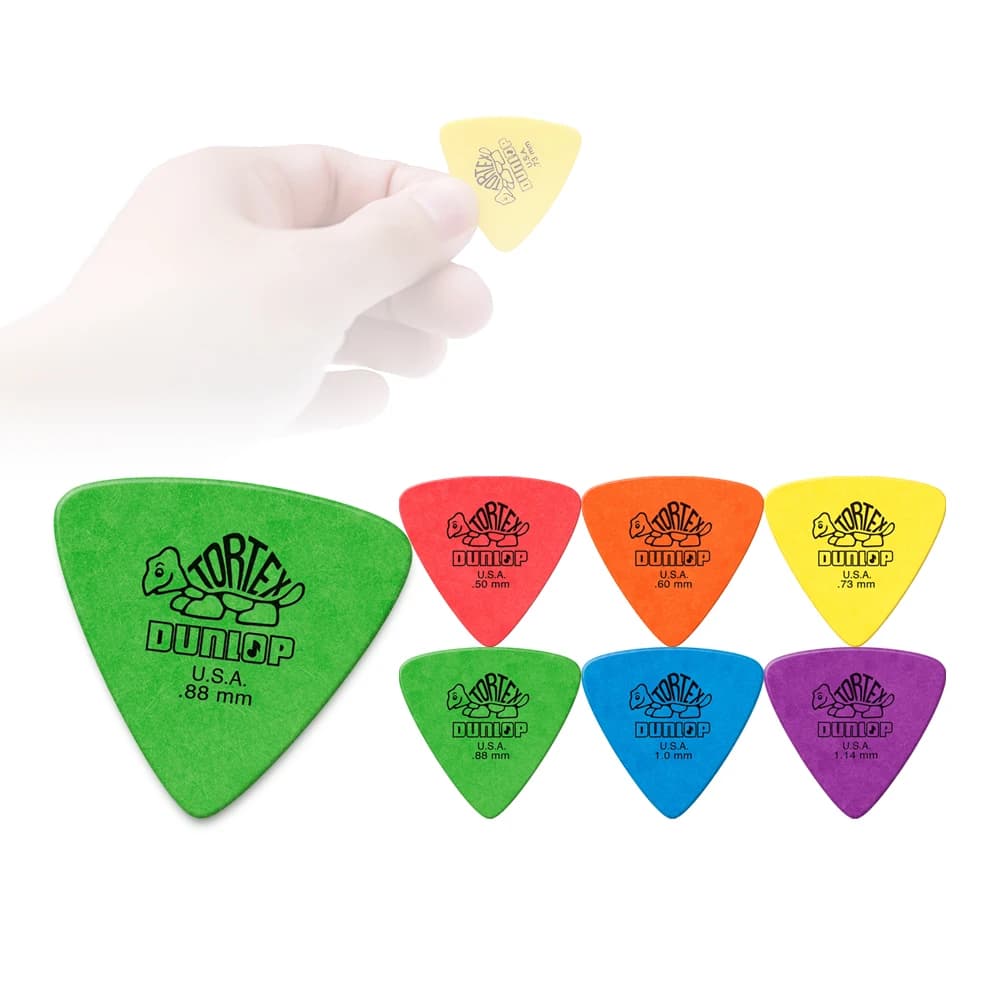 Plettri per Chitarra Dunlop 431R Tortex Triangle, Confezione da 6, 0.5/0.6/0.73/0.88/1.0/1.14mm per Chitarra Acustica ed Elettrica