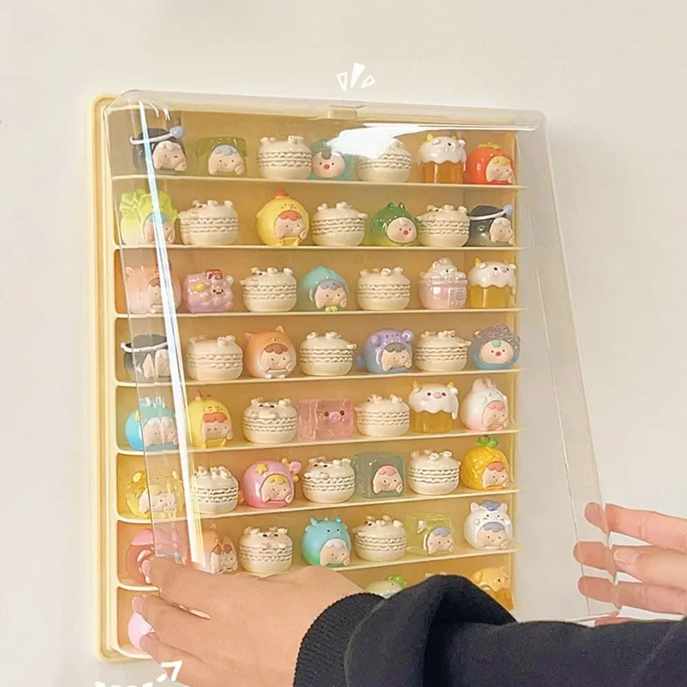 Storage box 8 layers showcase large space hanging in acrylic transparent lid dolls showing box