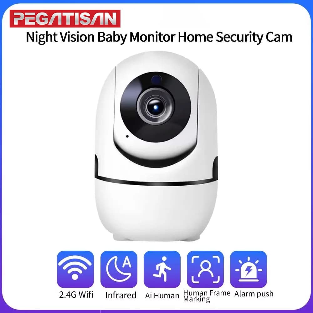 Telecamera PTZ WiFi 2K PEGATISAN 360° ° Telecamera di Sicurezza Domestica con Monitoraggio Intelligente, Rilevamento del Movimento AI, Visione Notturna e Funzione Baby Monitor