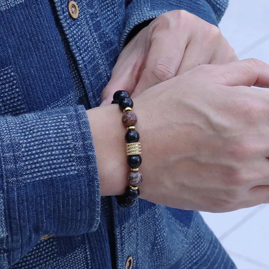 Men's Luxury Natural Oxydiana Stone Bracelet Handmade Ematitis Tiger Eyes Tiger Eyes Beads of Howlite Braclet Charm Meditation Erkek Bileklik