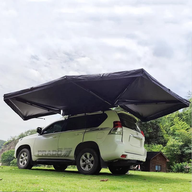 Tenda da campeggio per auto fuoristrada 4x4 Tenda da campeggio per tetto laterale per auto da 360 gradi Tenda da sole per auto per campeggio personalizzata