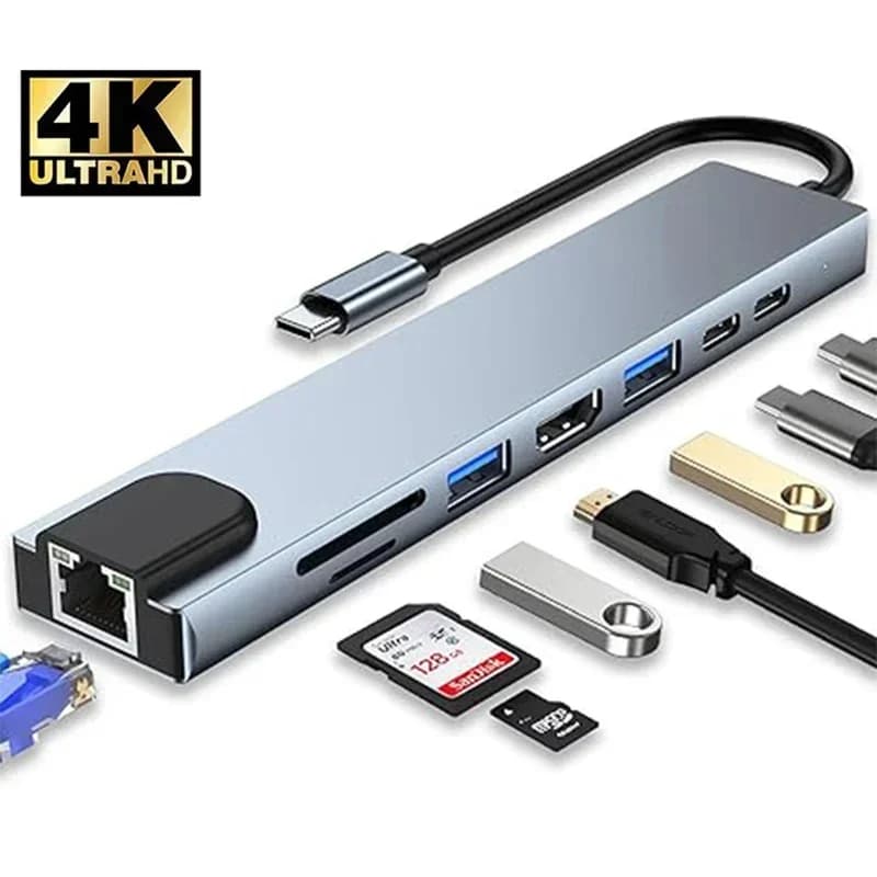 Adattatore per laptop con per MacBook Air M1 iPad Pro RJ45 HDMI USB C HUB Tipo C Splitter Thunderbolt 3 Docking Station
