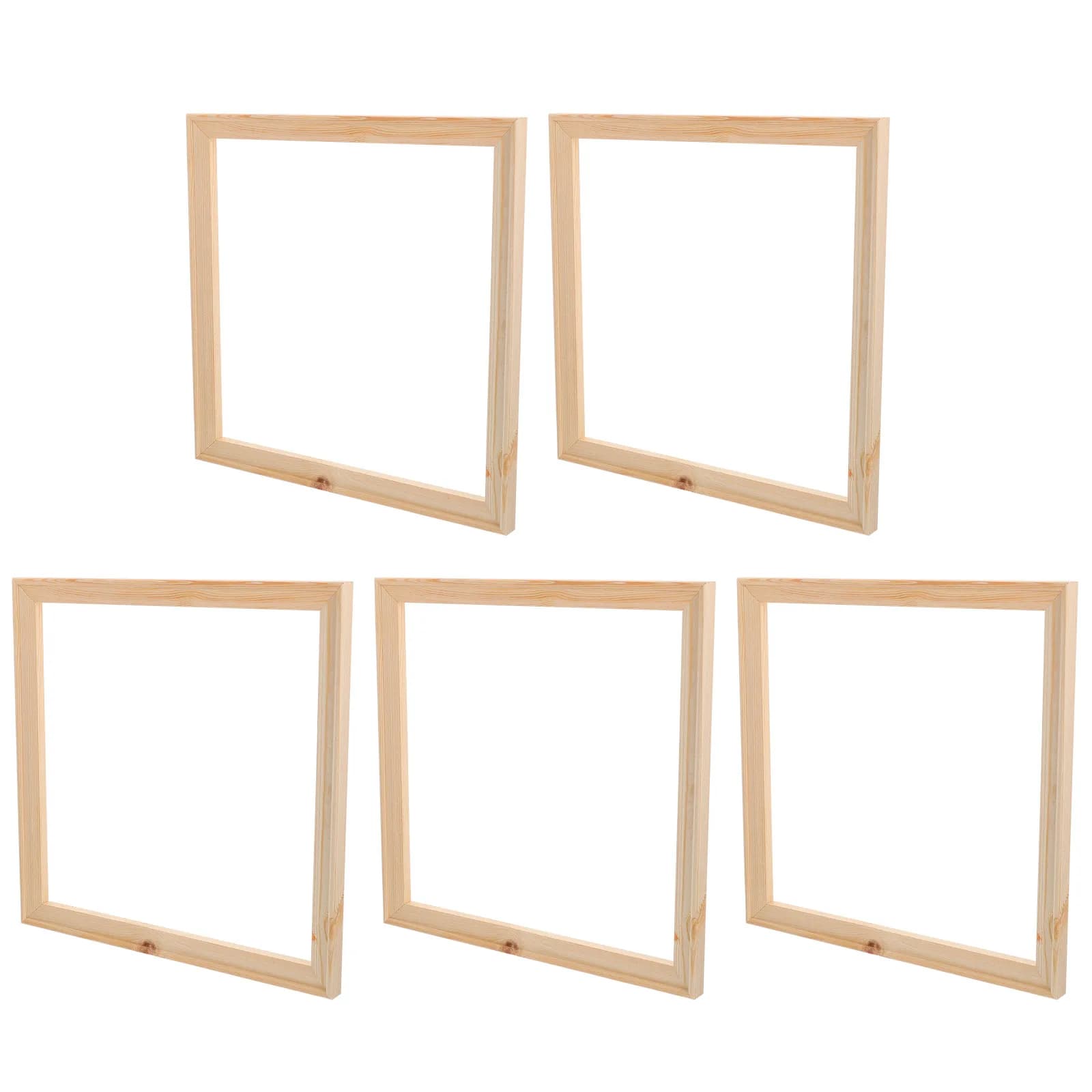 5Pcs Wooden Picture Frames Solid Pine L Shape Photo Painting Frames 30x30cm Smooth Finish No Deformation Home Decor