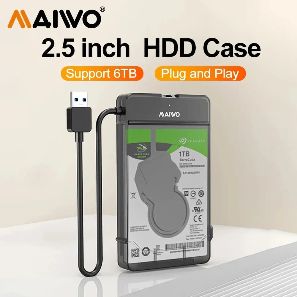 MAIWO Custodia per disco rigido USB 3.0 da 2,5 pollici per disco rigido per laptop Scatola esterna SSD Porta seriale SATA meccanica a stato solido Scatola per disco rigido per PC