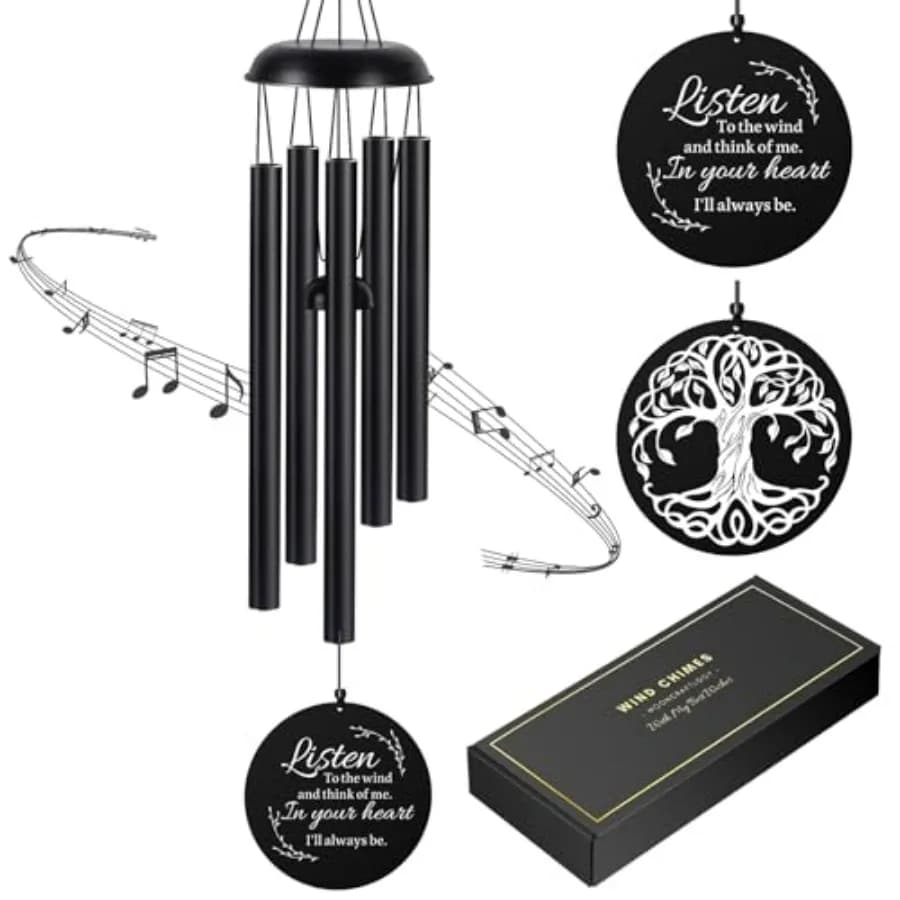 Sympathy Wind Chimes for Loss of Loved One, Memorial Windchimes for Lost Father Mother, Remembrance Bereavement Gift with Card,