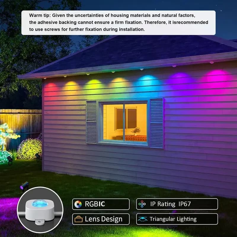 Luci a tenda LED RGB impermeabili, controllo tramite APP, stringa luminosa fai-da-te per decorazioni domestiche di Natale e Halloween