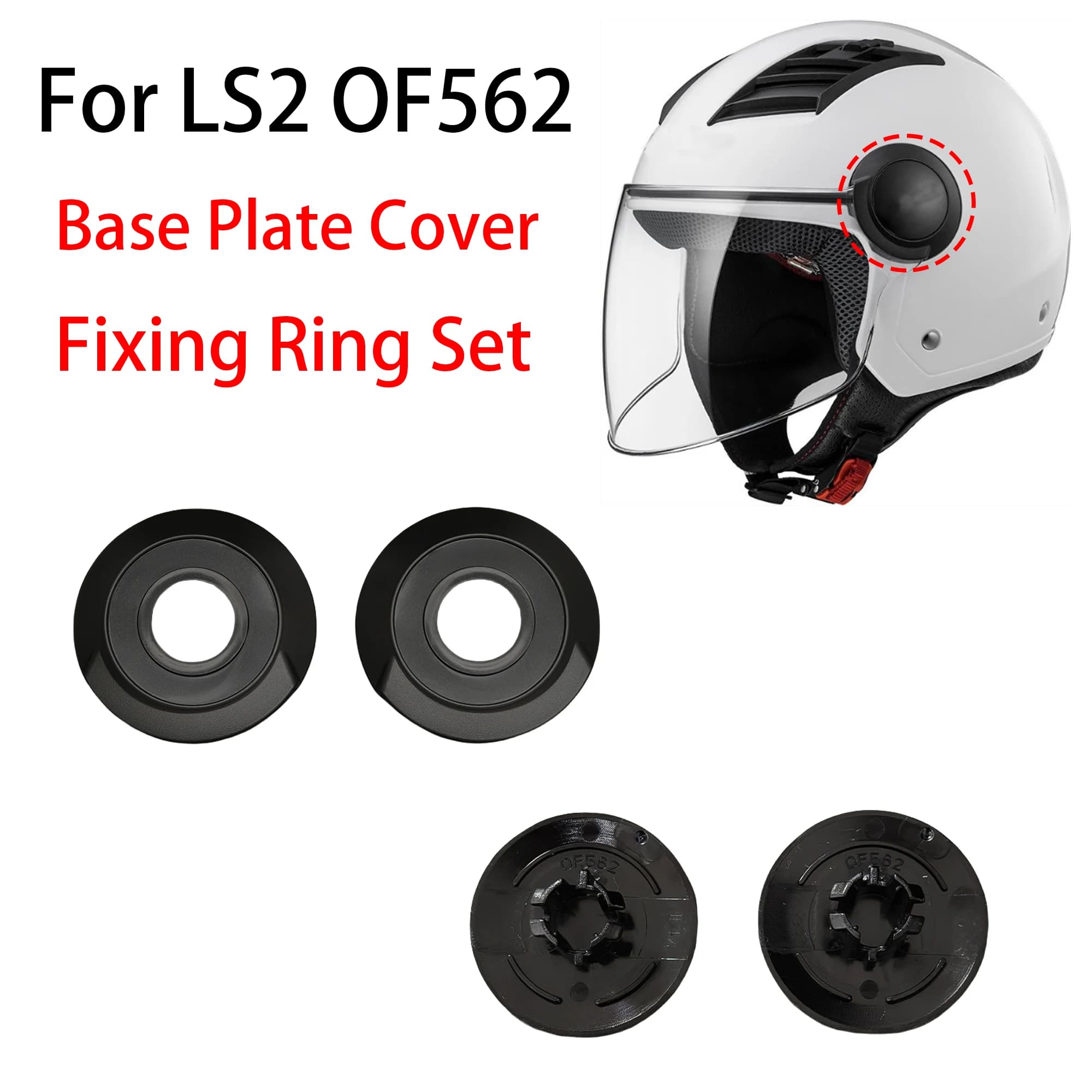 OF562 Visor Base Plate Cover & Fixing Ring Set for LS2 OF562 Motorcycle Helmet Accessories
