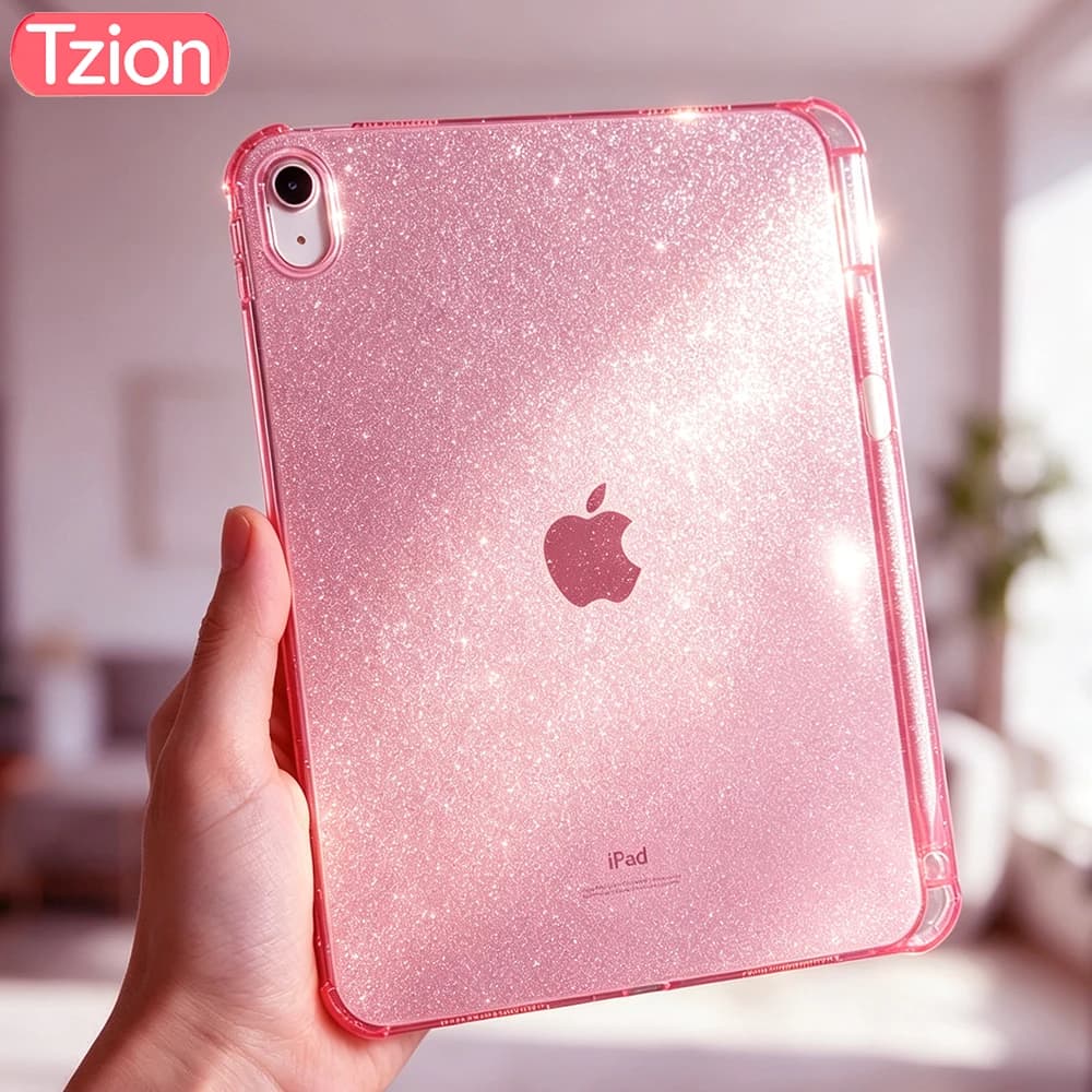 Tablet Case for iPad A16 11th Gen 2025, 11'' / 10th Gen 2022 10.9 inch Glitter Crystal Soft Silicone Shell with Pencil Holder