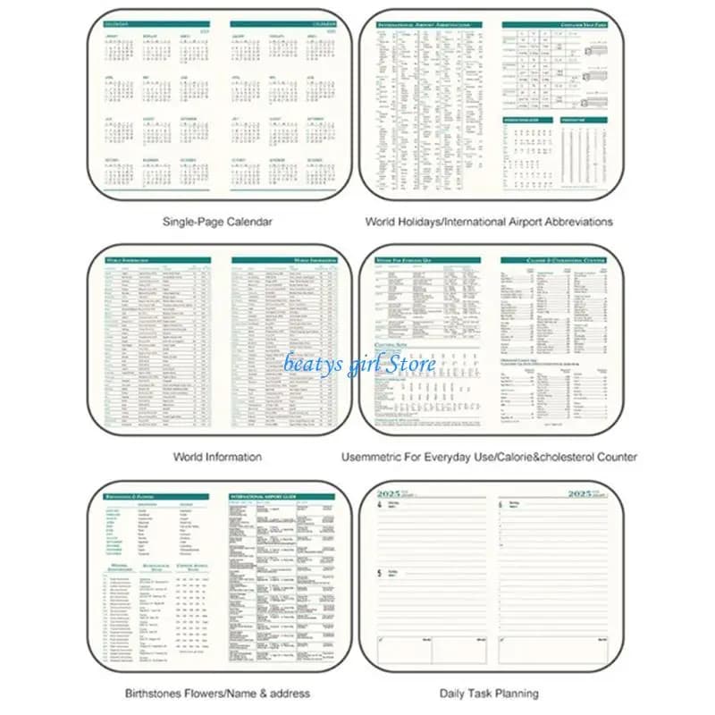 C7AB 2026 Yearly Planner 1 Page per Day Premium PU Materials Office Notebook Portable