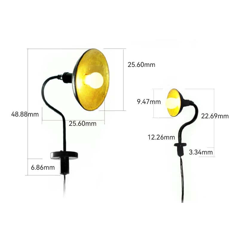 New Metal Wall Lamp with SMD LED for Railway Models 1:87 HO Scala 100, Diorami Lamp and Road Models