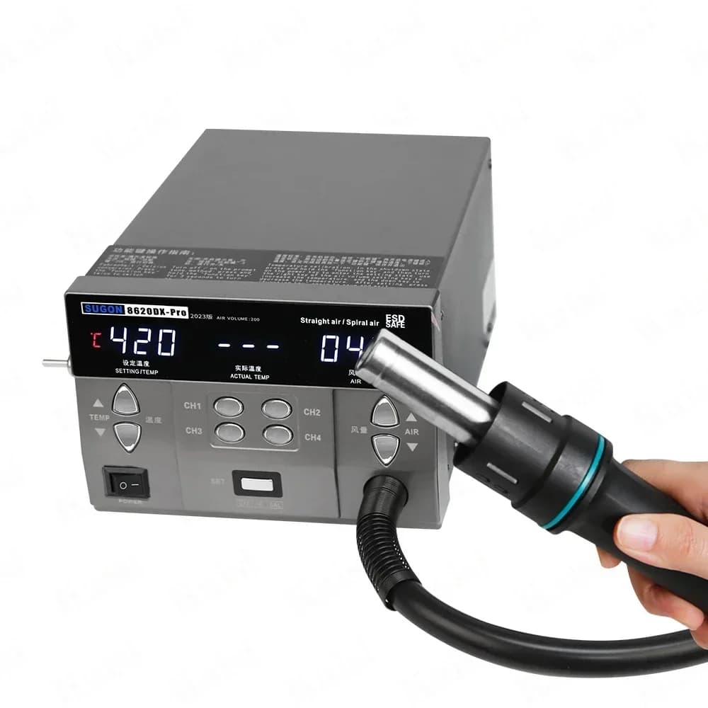 Bestseller Pistola ad Aria Calda SUGON 8620DX Pro 1300W 60Hz con Elemento Riscaldante Rapido, Stazione di Rilavorazione ad Aria Calda per Riparazioni