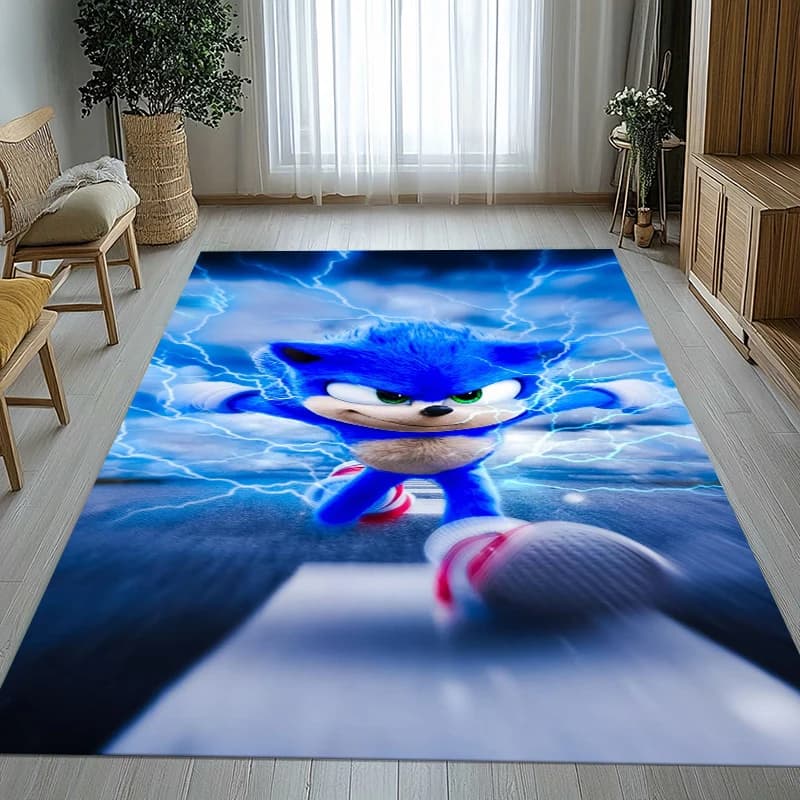 Retro S-Sonic Cartoon Games Living Room Non-Slip Area Rug Soft Carpet for Bedroom Kids Playroom Sofa,Home Decor Doormat Gift