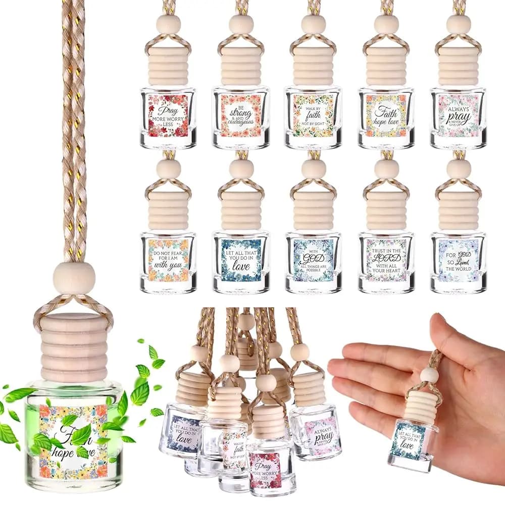 Spedizione Gratuita - Confezione da 50 Bottiglie Vuote in Vetro per Diffusore di Oli Essenziali, Deodorante per Auto, Regalo Aziendale, con Messaggio di Ringraziamento Cristiano