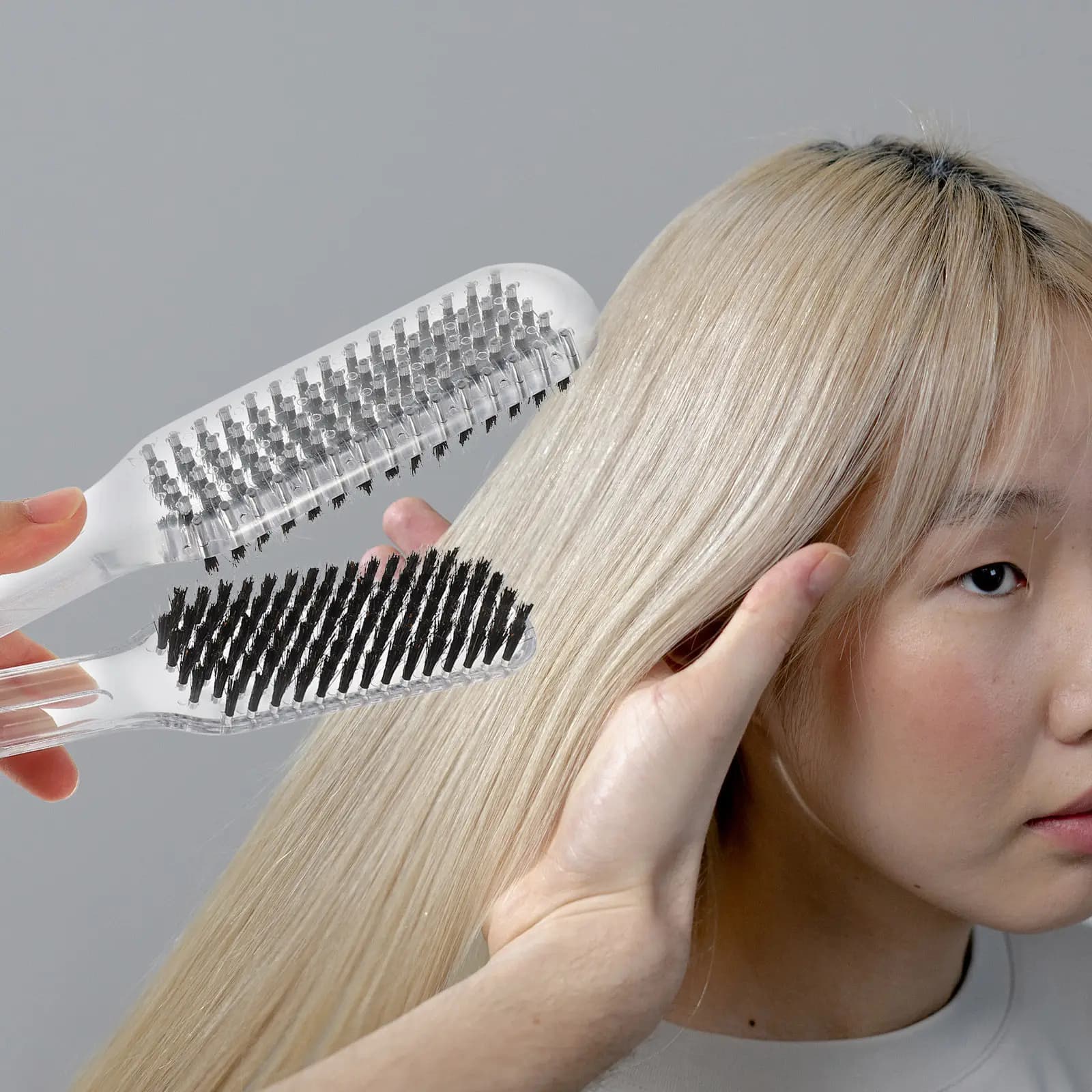 Pettine stirante per capelli con design a forma di V per capelli spessi e sottili, leggero, portatile, per uso domestico e da salone, spazzola stirante per donne