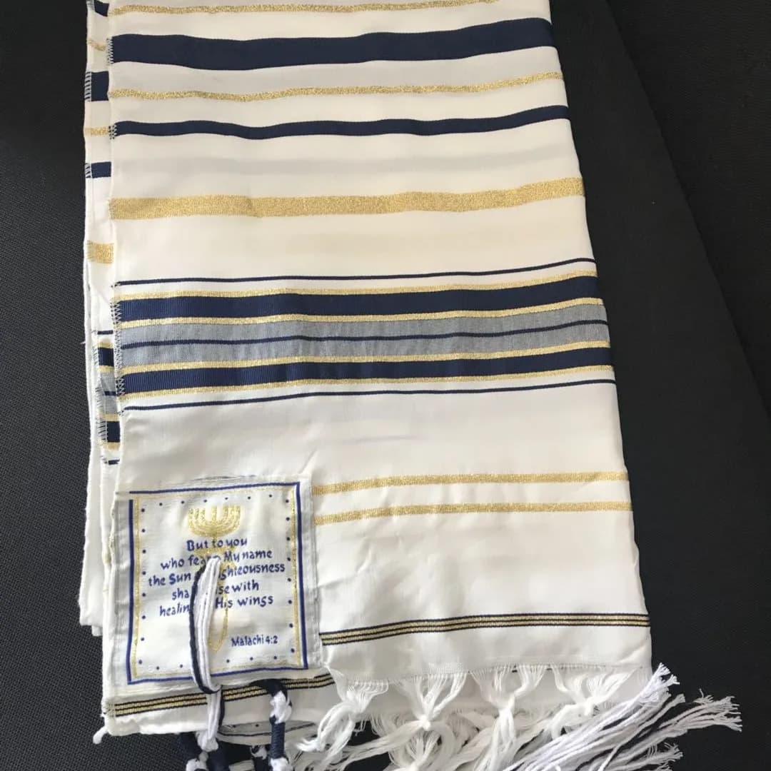 Jewish Tallit Israeli Prayer Shawl Blue Silver Talis Scarf Women Men Holy Prayers Shawl Ethnic Wraps Great Fabric 125X180cm