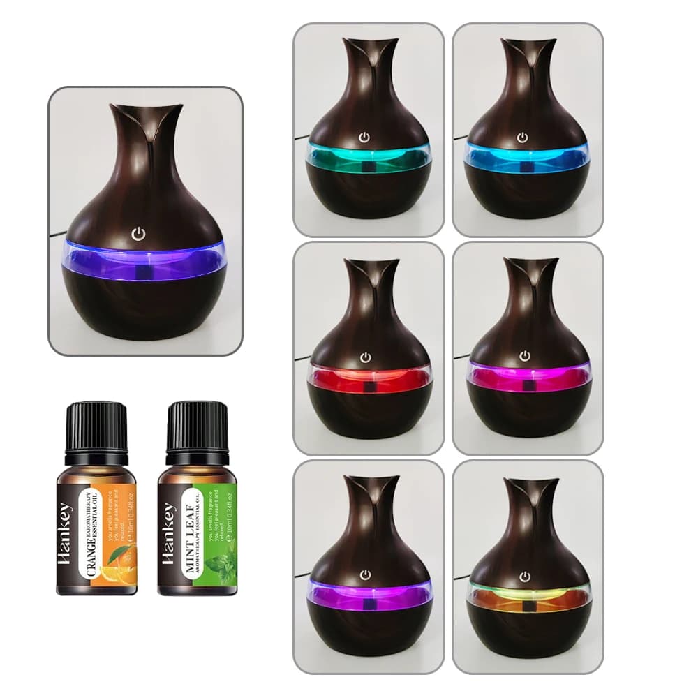Diffusore di olio per umidificatore per aromaterapia 2 in 1 300ml USB Ultra silenzioso per una migliore messa a fuoco del sonno (include 2 oli)
