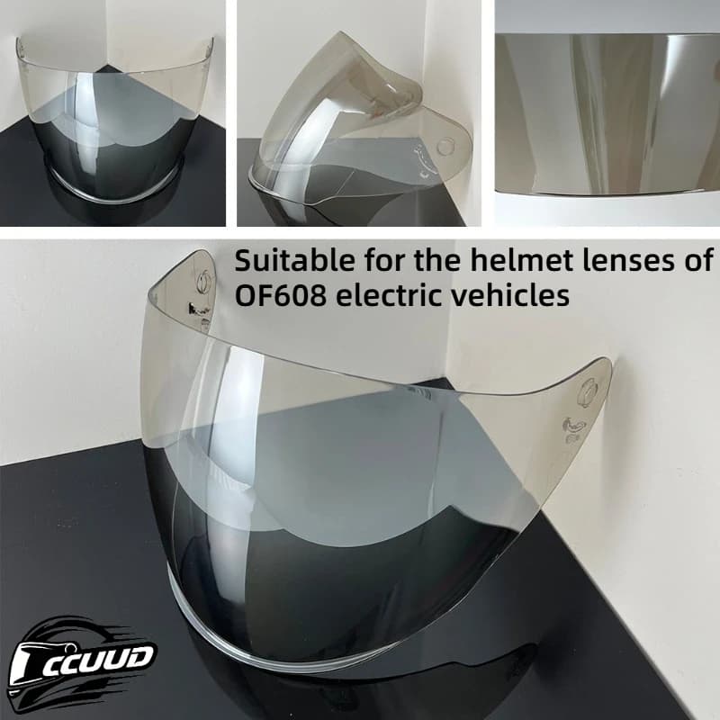 Fit for three-quarter half face shield lenses Applicable to OF608 electric bike helmet lenses. Sunscreen electroplated