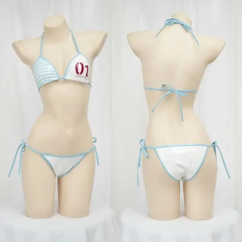 Costume Cosplay Anime Ragazza Giapponese Carina, Bikini in Pelle Senza Schienale con Lacci, Mini Intimo, Abbigliamento da Notte