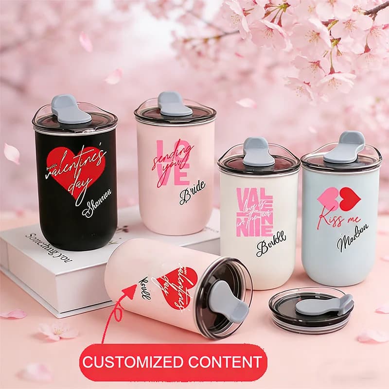 Custom Valentine's Day Gift: Water Cup, Water Cup with Significant Reason, Coffee Cup, Portable Milk Cup, Valentine's Day Gift.