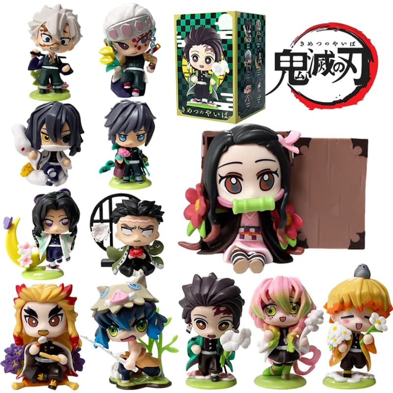 Nuova statuetta anime Demon Slayer Tanjiro Kamado Nezuko, blind box, modello creativo personalizzato, ornamento, regalo a sorpresa