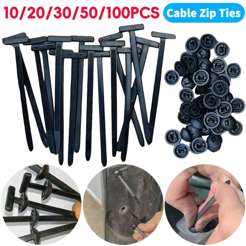 20/50/100 Pezzi Fascette per Cavi in Nylon, Multiuso, Resistenti, Autobloccanti, Nere, per Riparazione Auto