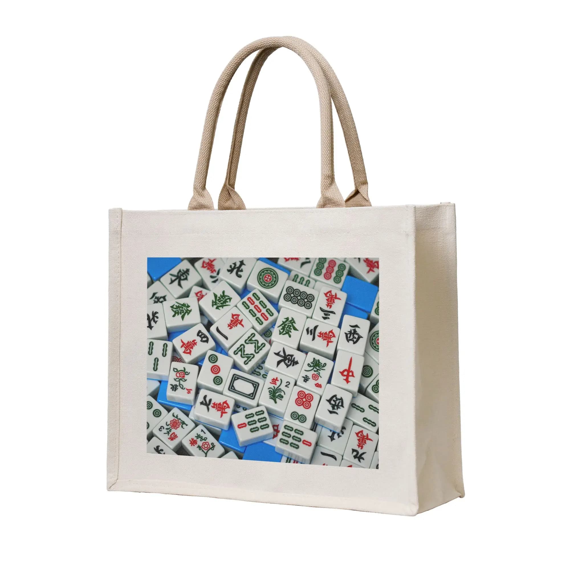 Borse per la spesa con motivo Mahjong Tile, borsa tote in tela pieghevole per ragazze, borsa a tracolla da viaggio