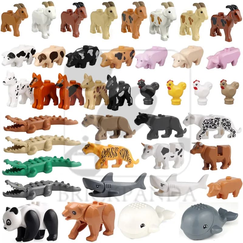 MOC City Mini Simpatico Animale Orso Pecora Capra Pollo Cane Maiale Famiglia Fattoria Building Blocks Accessori Giocattoli Per Bambini Regalo Di Natale