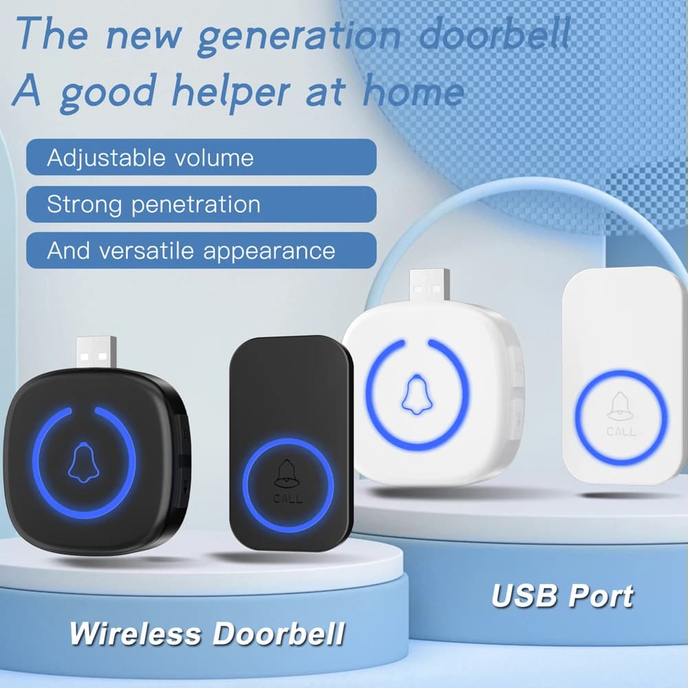EMASTIFF Wireless doorbell Waterproof USB Welcome doorbell Intelligent doorbell 60 tracks Intelligent melody Alarm with battery